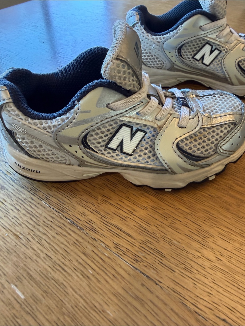 New Balance Kids White and Gray Athletic Sneakers